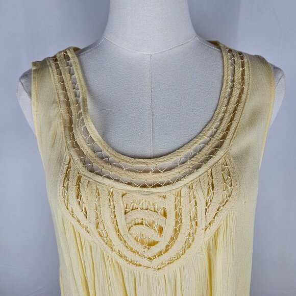 Spense Sleeveless Butter Yellow Tunic Top Medium High Low Hem Boho - Picture 2 of 8